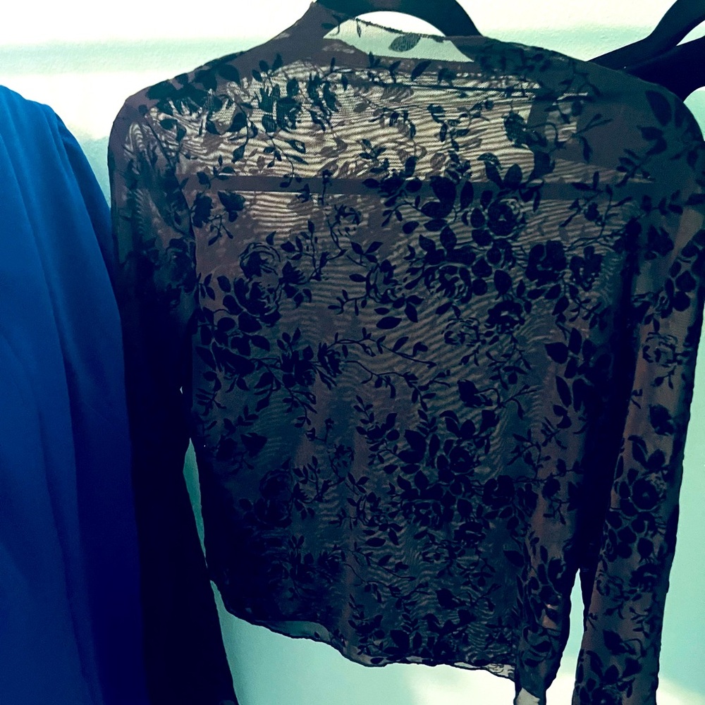 Mesh and velvet top